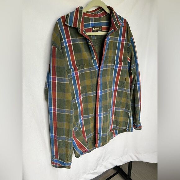 Timberland Workwear Thick Cotton Button Down Plaid Size M - Picture 2 of 6
